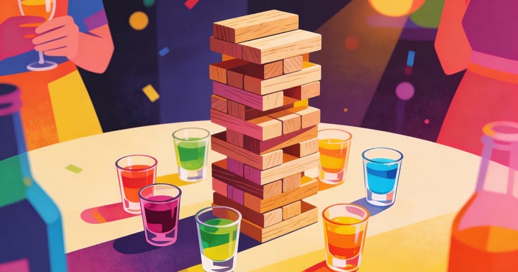 Drunk Jenga drinking game — Jenga blocks with drinking rules written on them