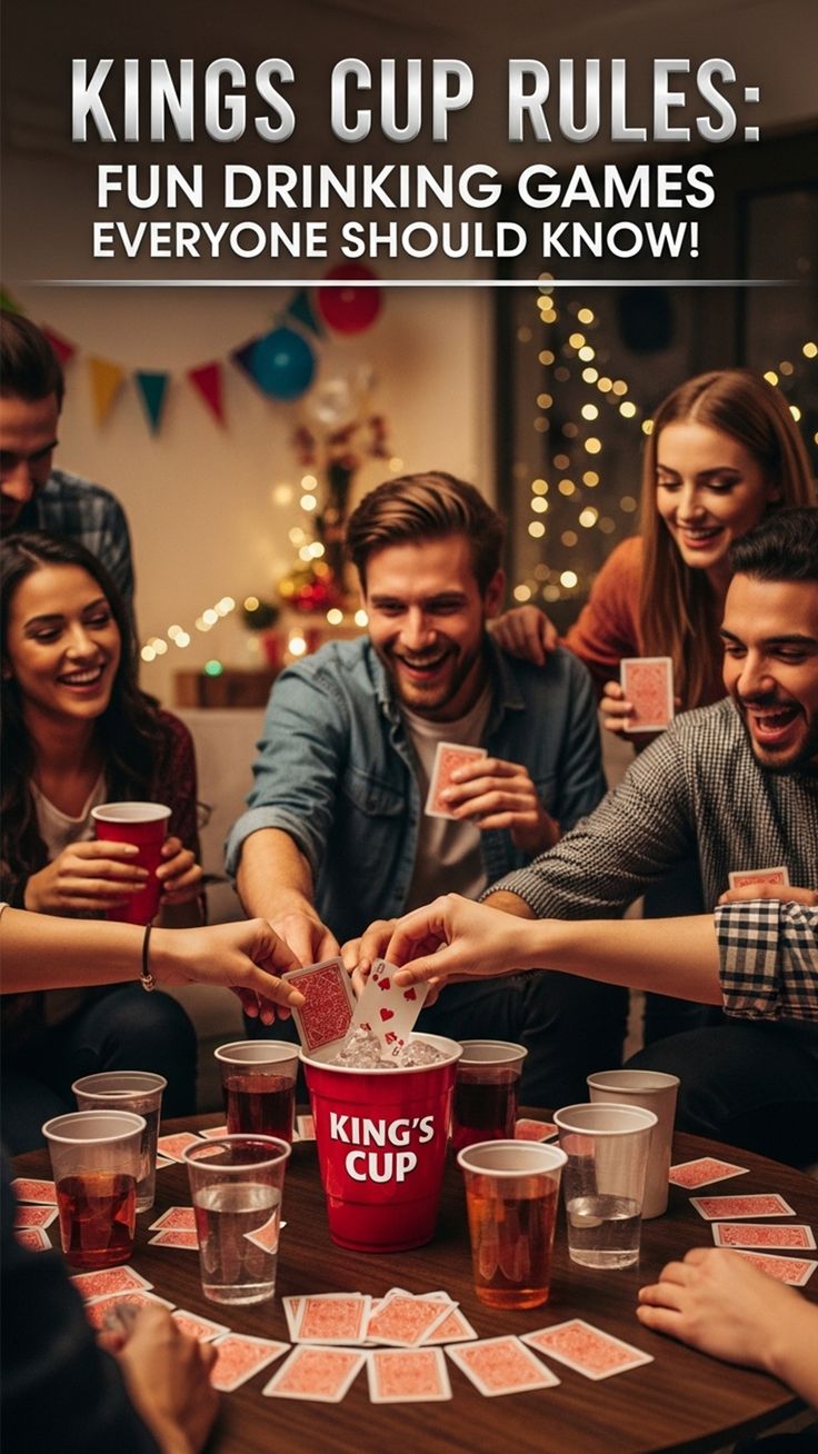 Kings Cup drinking game — cards spread in a circle around a central cup